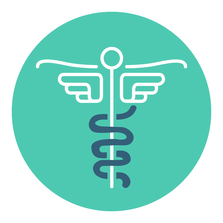 Teal icon illustrating the healthcare industry, healthcare service