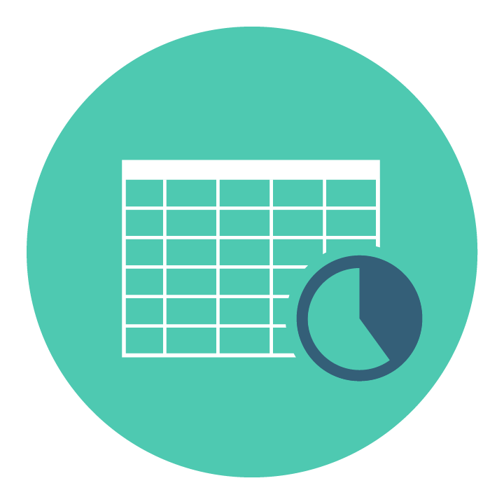 Teal icon depicting an analysis chart, quantitative analysis, data