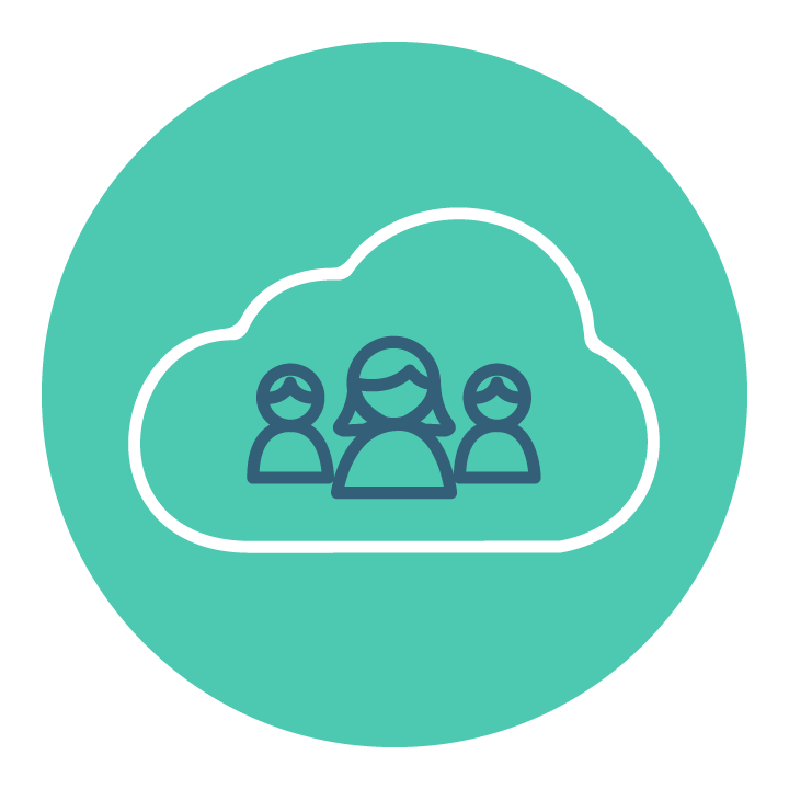 teal icon of a talent cloud, human cloud