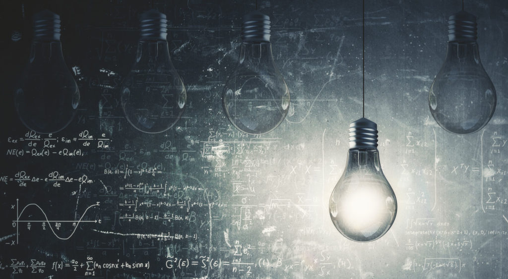 innovation roi - lightbulbs and chalkboard