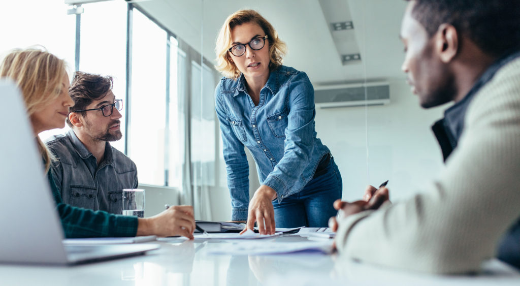 manage freelancers - office conference room