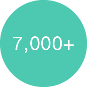 The number 7,000+ on a teal circle background