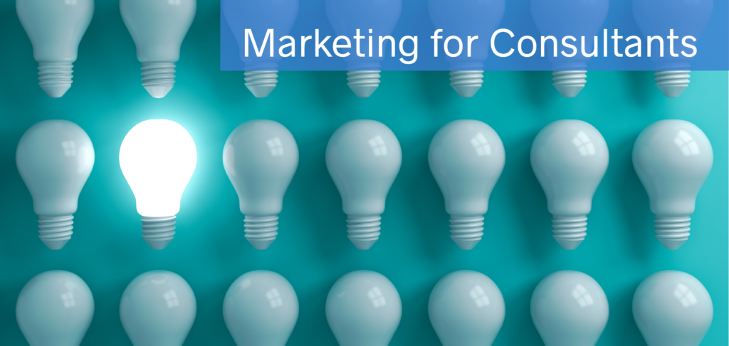 Rows of lightbulbs with one lit up - Marketing for Consulting Businesses: Becoming a Thought Leader