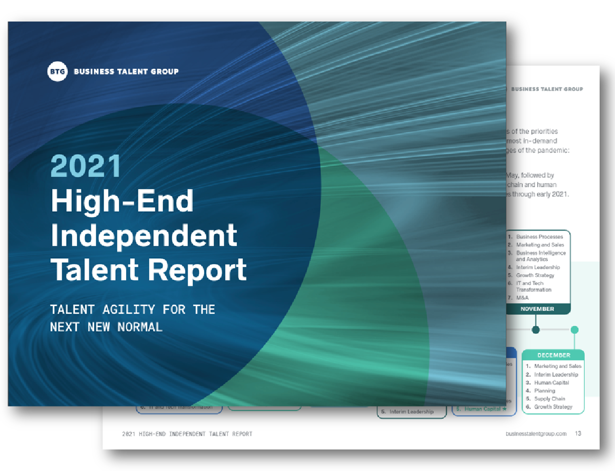 2021 High End Independent Talent Report Business Talent Group report cover and teaser