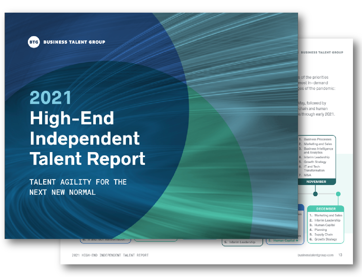 2021 High End Independent Talent Report Business Talent Group report cover and teaser