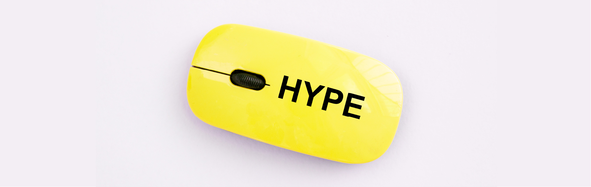 2021 eCommerce Trends - Yellow computer mouse with the word "Hype" on it