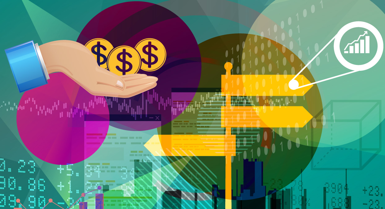 vector illustration with representation of various finance symbols